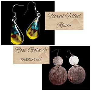 Rose Gold & Resin Filled Earrings